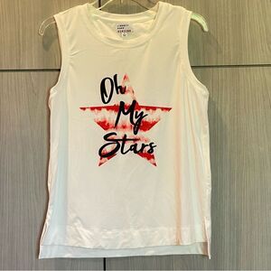 Liberty Park Cream Oh My Stars Sleeveless Shirt Size Small